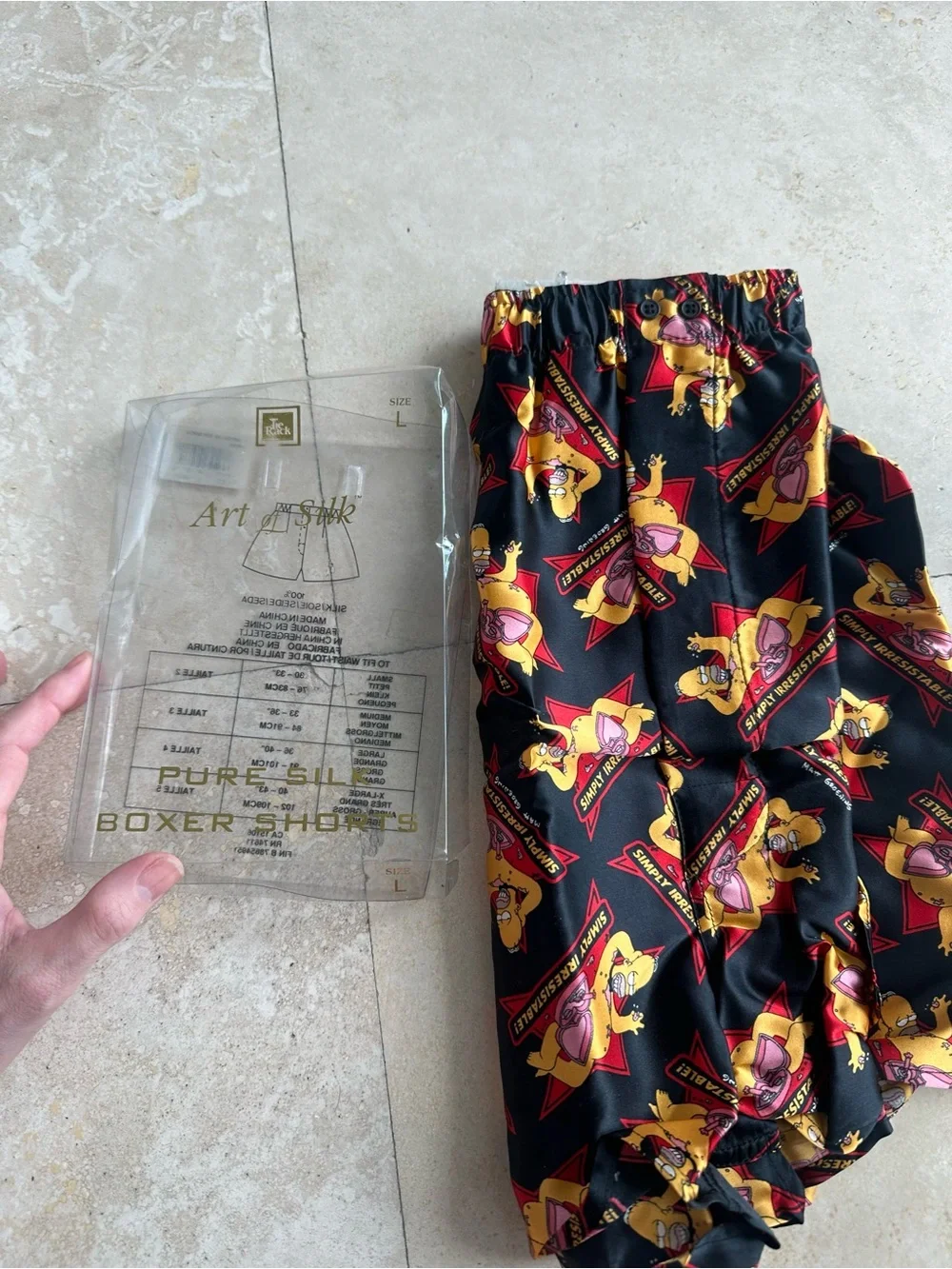 Art of Silk Pure Silk vintage collectible Homer Simpson Boxer Shorts NWT